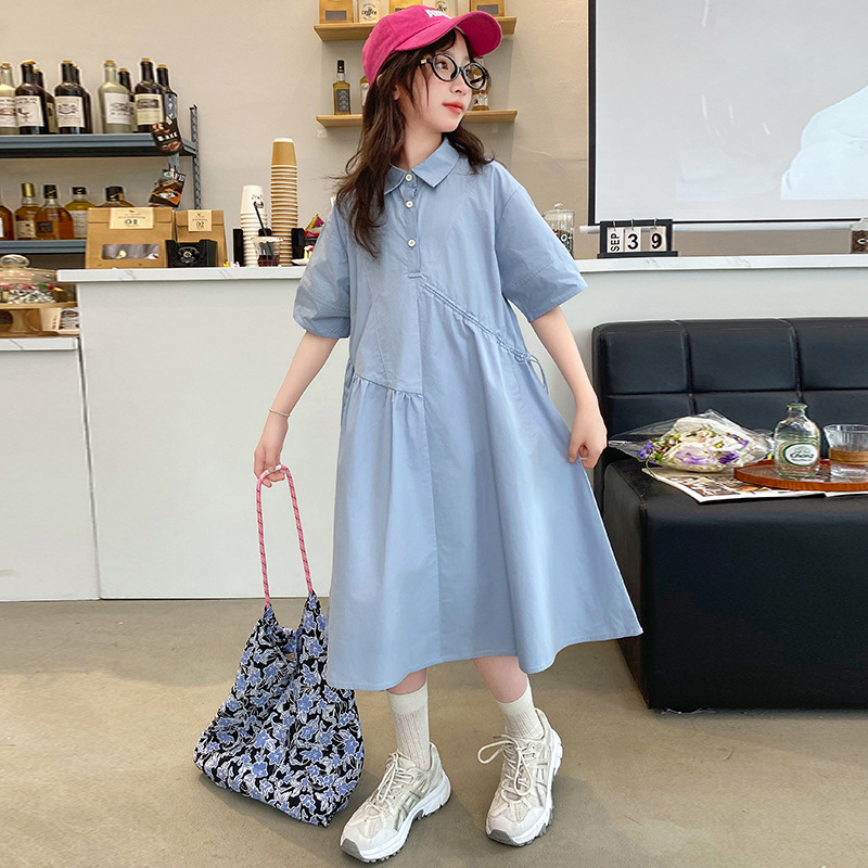 Korean Style A Line Shirt Dress - Pakaian Anak Korea Gaun Anak Perempuan