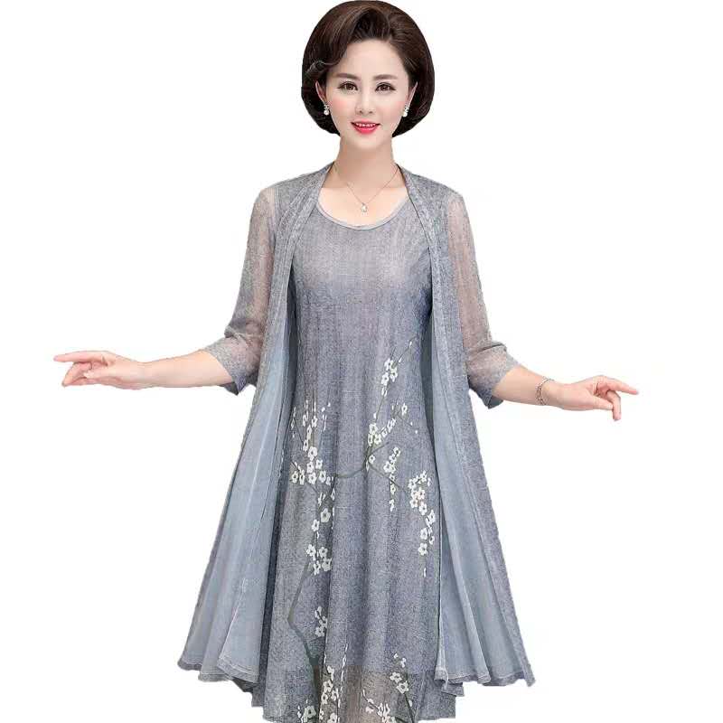 French Vintage Floral Midi Dress - Gaun kardigan wanita, kardigan pesta elegan