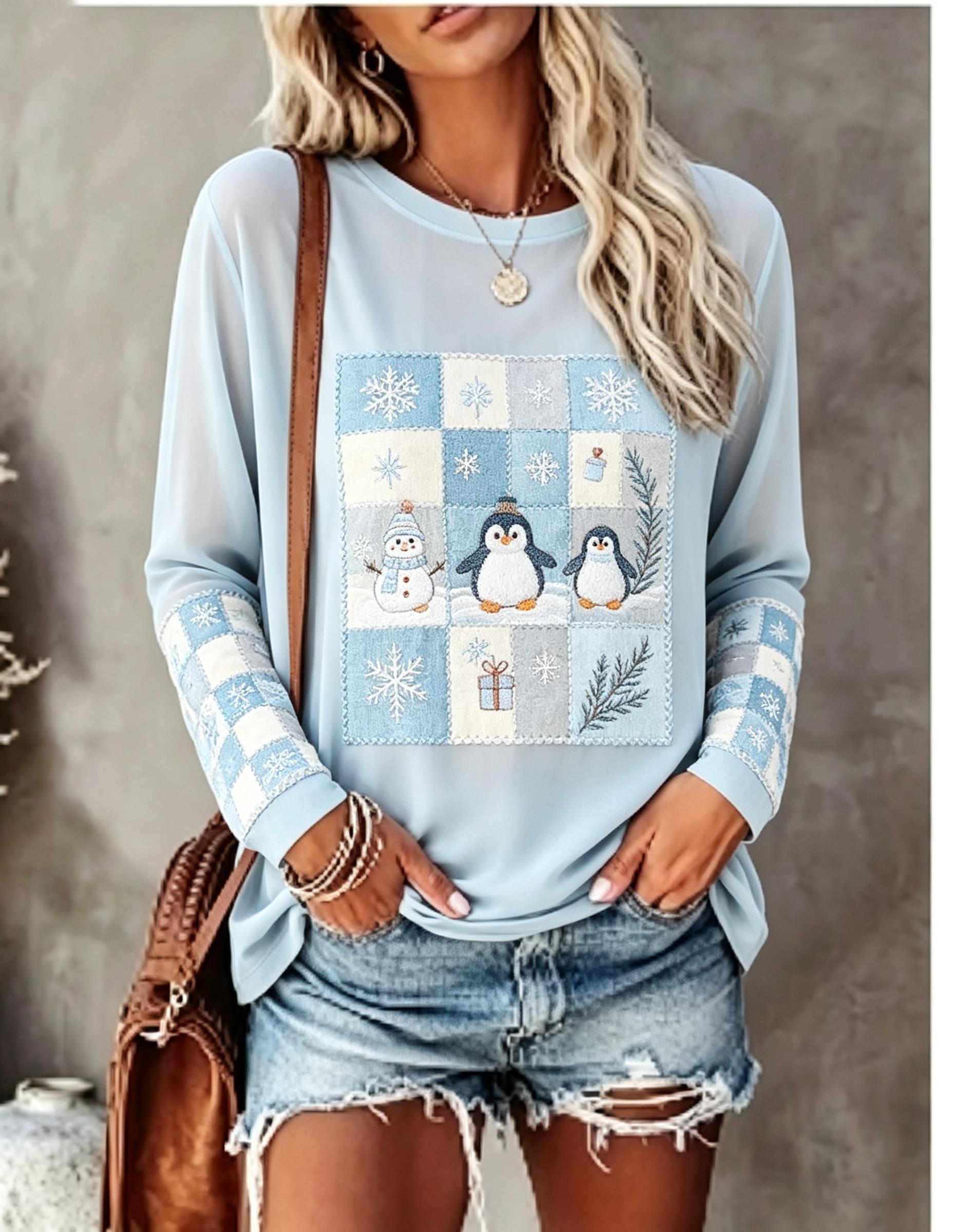 Kaos Lengan Panjang Wanita den - Blouses ulasan dan harga